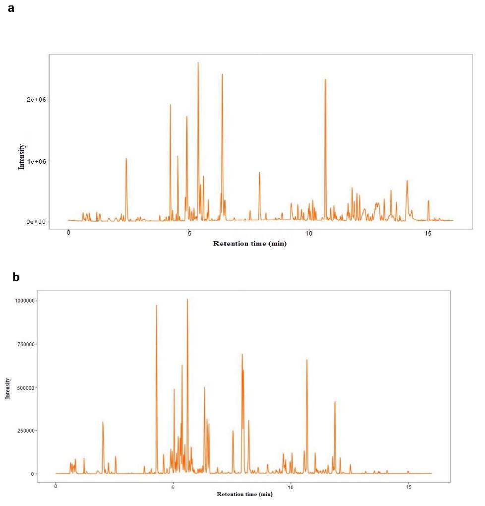 Sample peaks and metabolites