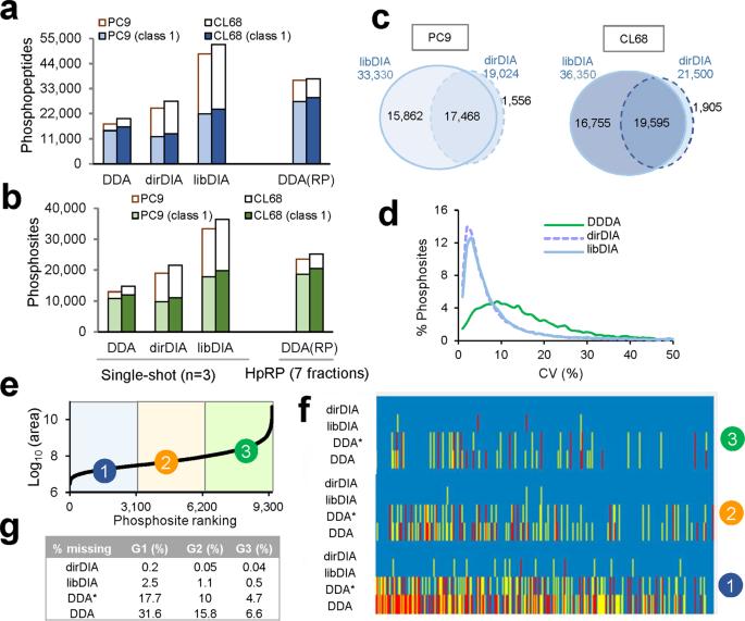 Comparison of quantification performance in DDA and DIA using cell lysate.