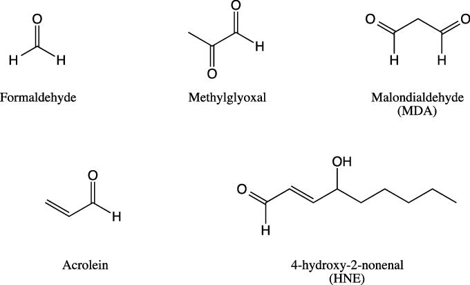 Chemical structures of several reactive aldehydes