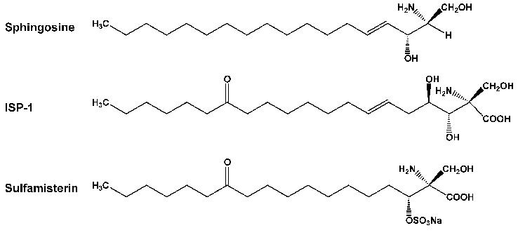 Structure of Sphingosine, ISP-1 and Sulfamisterin